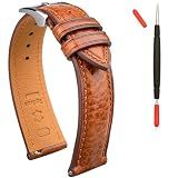 Gomvadr Italian Leather Watch Band Tuscany Natural Vegetable-Tanned Leather Strap,18mm 19mm 20mm 21mm 22mm XL XXL Quick Release Replacement Watch Straps for Men and Women, Thick and Soft (Cognac / Silver Buckle, 22mm-Standard)