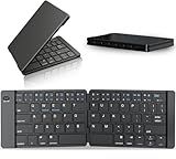 PopBloom Foldable Bluetooth Keyboard - Portable Keyboard, Rechargeable Full Size Ultra Slim Compatible iOS Android Windows Smartphone Tablet and Laptop (Only Keyboard)