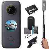 Insta360 ONE X2 360 Camera with Touchscreen - 5.7K30 360 Video, Front Steady Cam Mode, 18MP 360 Photo + InstaPano | Bundle Includes Invisible Selfie Stick (120cm) & 128GB Memory Card (3 Items)