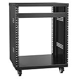 VEVOR 12U AV Rack Stand with Caster Wheels, Component Rack Cabinet Recording Studio Racks, Removable Side Panels, Universal Network Server Case, Special Vents for 19'' Audio Video Rack Mounting