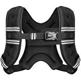 Zeerun Weighted Vest, 6lb/8lb/10lb/12lb/15lb/18lb/20lb/24lb/30lb for Men Women, Reflective Stripe Adjustable Buckle, Comfortable Durable Rucking Vest for Walking Running Strength Training, 8LBS-Black