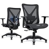 Ergonomic Office Chair, Mesh Computer Desk Chairs with BIFMA X5.1 Certified, Adjustable Lumbar Support, 3D Arm, Tilt Back, Wide Seat, Comfy Swivel Work Task Chair for Company and Home (Obsidian Black)
