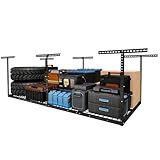 FLEXIMOUNTS 4x8 Overhead Garage Storage Rack, Adjustable Organization System, Heavy-Duty Metal Ceiling Racks, 750lbs Weight Capacity, Black, Classic Series