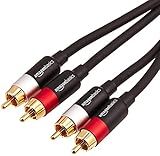 Amazon Basics 2 RCA Audio Cable for Amplifier,Active Speakers or Subwoofer with Gold-Plated Plugs, 15 Feet, Black