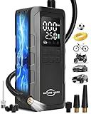 Nature Hero Tire Inflator Portable Air Compressor - 150PSI Cordless Portable Air Pump for Car Tires with Pressure Gauge & LED Lights - 3X Faster Tire Pump for Car, Motorcycle, Balls and Bicycle, Black
