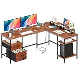 DUMOS 62 Inch L Shaped Computer Desk with Charging Station