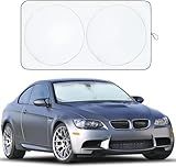 EcoNour Patented Design Car Windshield Sun Shade | Blocks 99% Heat & Keeps Interior Cool | Fits Cars, SUVs, Trucks | Automotive Sun Screen, Visor & Car Accessories for Summer | Medium (64x32 Inches)