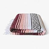 Traditional Handwoven Mexican Blanket, Large Falsa Serape - Soft & Durable Yoga Blanket - Vibrant Beach, Picnic & Camping Blanket - Lightweight Boho Throw 70"x50"