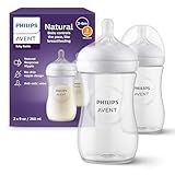 Philips Avent Natural Baby Bottles with Natural Response Nipples (Medium Flow, Flow 3), 9oz, 2-Pack, SCY903/02