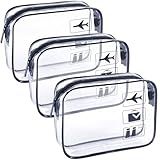 TREALDATE TSA Approved Toiletry Bag 3Pcs - 3 Pack Clear Travel Bags for Toiletries, Carry on Airport Airline Compliant Bag,Makeup Bags Clear Toiletry bags Quart Size Travel Bag,Black