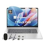 HP 17 Laptop, 17.3" FHD Display, 8GB DDR5 RAM, 512GB SSD, AMD Ryzen 5 Processor(Beats i7-1165G7, Up to 4.3GHz), Windows 11 Pro, Alpacatec Accessories, Silver, Video Editing Laptop