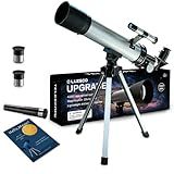 Telescope for Kids 50mm 100x Magnification Beginner Silver Telescopio with Tripod, 2 Eyepieces, Finder Scope Set, STEM Educational Astronomy Chritstmas Gift for Boys & Girls Ages 6-12