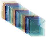 Amazon Basics Tab Dividers for 3 Ring Binder, Two Pocket, Letter Size, Transparent Assorted Colors, 24 Count