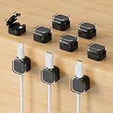 9-Pack Magnetic Cord Holder，Magnetic Cable Clips Strong Adhesive Desk Cable Management ，Cable Management Cord Holder Organizer for Home Office Desk Phone Car Wall Desktop Nightstand (Black)