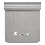 Champion 10mm Exercise Mat, Grey, Cushioned Non-Slip Workout Mat with Textured Base for Yoga, Pilates, Stretching & Floor-Based Training, Lightweight NBR Material, Includes Carry-On Strap