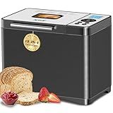 KBS 19-in-1 Programmable Bread Maker,2LB Large Bread Machine Stainless Steel with Sourdough,Gluten-Free,Nonstick Ceramic Pan,650W Bread Maker Machine with 15H Timer&1H Keep Warm,3 Crust Colors,Recipes