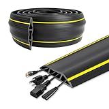 20 Ft Heavy Duty Floor Cord Cover Cable Protector, 3 Channels Protect Cords and Prevent a Trip Hazard— Conceal Wires at Home, Office, Warehouse, Workshop, Concerts