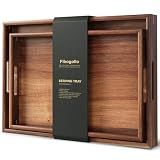 Fibogollo Set of 2 Acacia Wood Serving Tray with Handles