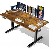 Veken 63"x28" Wider Large Standing Desk, Electric Height Adjustable, Brown
