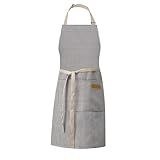 DILLMAN Kitchen Cooking Adjustable Aprons - Men Women Bib Soft Chef Stripes Apron with 2 Pockets (Narrow Brown Strips)