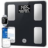 GE Smart Scale for Body Weight and Fat, Digital Bathroom Scales BMI Body Fat - Bluetooth 13 Body Composition Monitor for Muscle Mass People with App, Accurate 400lb Weighing, Battery-Black