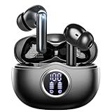 Sisism A10 Pro Wireless Earbuds, Bluetooth 5.3 Headphones HiFi Stereo 50H Playback LED Digital Display Ear Buds with ENC Noise Canceling Headset, IPX7 Waterproof Earphones for Gym/Running/Work - Black