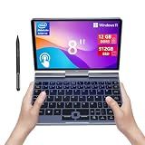 KOOFORWAY 8" Mini Laptop 2-in-1 HD Touchscreen Portable, Win 11 Pro Portable Pocket PC, N150 12GB LPDDR5 1TB M.2 SSD, Wi-Fi 6, BT 5.2 2 MP Camera, G-Sensor, HDMI, Type C (12GB+512GB)