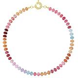 KELORIS PATH Beaded Gemstone Necklaces for Women, Boho Colorful Bead Choker Necklace, Natural Stone Handmade Summer Jewelry for Beach (Passionate)