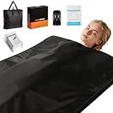 RRGFB Sauna Blanket Portable, Sauna Bag for Home Use Weight Loss and Detox, 86–158℉, 20–60 Min Timer, Waterproof & Foldable – Includes Remote Control & Carrying Bag (Black)