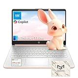 HP 14" Thin&Light Laptop Computer - Intel 2025 Quad-core CPU • Windows 11 Pro & Free Microsoft Office Pro • Wi-Fi 6 • Copilot • Pale Rose Gold • 1.47 Kg • 16GB RAM, 128GB UFS + 256GB Micro SD Card