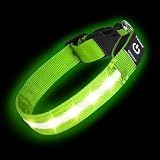 Super Bright LED Dog Collar, Waterproof Light up Collars(Green, Medium)