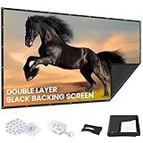 120 inch Projector Screen Upgraded- Black Backing, Straight Edges, Foldable, Washable and Wrinkle-Free - for Indoor Home Theater and Outdoor Cinema -White 16:9 by IOLIEO