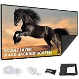 120 inch Projector Screen Upgraded- Black Backing, Straight Edges, Foldable, Washable and Wrinkle-Free - for Indoor Home Theater and Outdoor Cinema -White 16:9 by IOLIEO