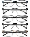 JOLISU 5PCS Reading Glasses Men - Blue Light Blocking Computer Metal Thin Frame Readers For Mens/Women(2.00)