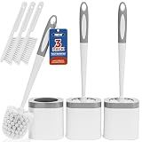Holaloha Toilet Brush and Holder Set, Space Saving, 3 Pack, White