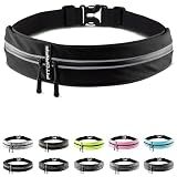 Fitgriff® Running Belt for Men & Women - Secure Jogging Pouch for Phone, Keys & Essentials - For All Cell Phones (Black, 33.5" - 47.5" Waist Size)