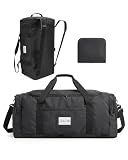 BAGSAMRT 60L Foldable Duffle Bag for Travel, Large Travel Duffel Bag for Men, 4 in 1 Travel Backpack, Carry on Weekender Bag, Black