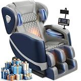 FURNIMAT 2026 Massage Chair Full Body, Zero Gravity Massage Chair with 10 Fix Rollers, Airbags, Heating, Foot Massage, Auto Modes, Bluetooth Speaker, Smart Screen Controller (Blue & Grey)