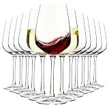 YARYOUNG 15oz Wine Glasses Set of 12, Thickened Stemmed Glasses for Red/White Wine, Heavy Base Clear Red Wine Glasses for Everyday, Wine Lovers, Parties, Gifts, Dishwasher Safe, 460ml, 12 Piece Set