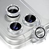 Choiche Compatible for iPhone 17 Pro/iPhone 17 Pro Max Camera Lens Protector Bling, 9H Tempered Glass Camera Cover Screen Protector Metal Ring Decoration Accessories (Glitter-Silver)