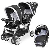 Baby Trend Infant and Toddler Double Stroller & Car Seat Combo, 2 Pc Set, Stormy - Portable and Lightweight Stroller Duo and Car Seat Travel System Tandem