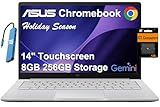 ASUS Chromebook CX14 Laptop (14" FHD Touchscreen, Intel Celeron N4500, 8GB RAM, 256GB Storage (128GB eMMC +128GB SD Card)) Home & Student, Webcam, Spill-Resistant, Wi-Fi, IST HUB, Chrome OS, CX1405CKA