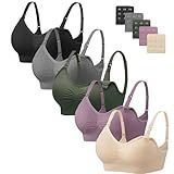 Angelhood 5 Pack Womens Maternity Breastfeeding Bra Seamless Wireless Sleep Bra with Bra Extenders