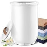 FLYHIT Large Towel Warmer for Bathroom - Heated Towel Warmers Bucket, Wood Handle, Auto Shut Off, Fits Up to Two 40"X70" Oversized Towels, Bathrobes, Blankets, Best Ideal for Mother's Gifts