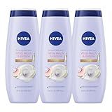 NIVEA Refreshing White Peach and Jasmine Body Wash with Nourishing Serum, Scented Body Wash for Women, Enriched with Provitamin B5 and Vitamin E, 20 Fl Oz Bottle, 3 Pack