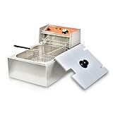 Commercial Deep Fryer with Basket 6-12L Capacity Adjustable Temperature and Timer Stainless Steel With lid Suitable for home/commercial/camping/outdoor (Single fry basket + machine-8lbs)