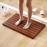 Bamboo Bath Mat for Shower with Non-Slip Rubber,Bathtub Mat,Floor Mat,Shower Mat for Indoor,Outdoor,Spa, Sauna, Pool (Brown, 25.5 * 17 * 1.4 inches)
