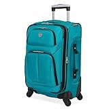 SWISSGEAR Sion Softside Expandable Spinner Luggage Durable Lightweight Travel Suitcase, Teal, Carry-On 21-Inch