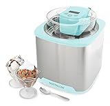 Nostalgia 2-Quart Electric Ice Cream Maker – Make Homemade Ice Cream, Gelato, Sorbet & Frozen Yogurt – No Salt/Ice Needed, Digital Controls, Mix-In Chute & Freezing Gel Canister – Stainless & Aqua