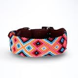 Eternia Premium Leather Dog Collar - Adjustable Handcrafted Collar for Small to Large Dogs (Pink/Orange, S)
